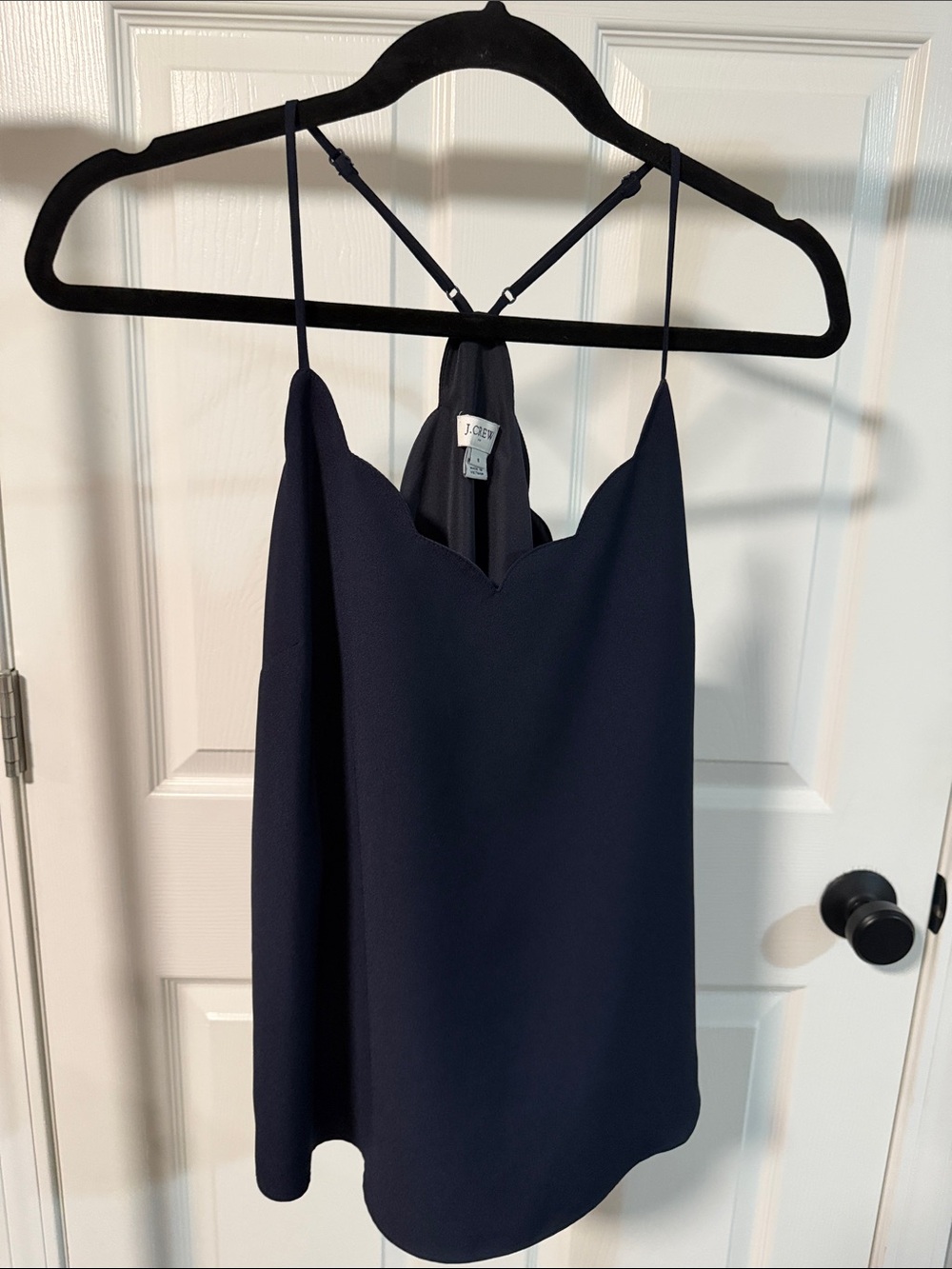 J. Crew Navy Scallop-Edge Strapless Camisole